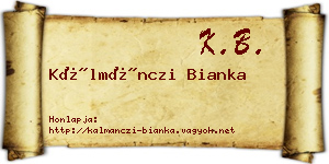 Kálmánczi Bianka névjegykártya